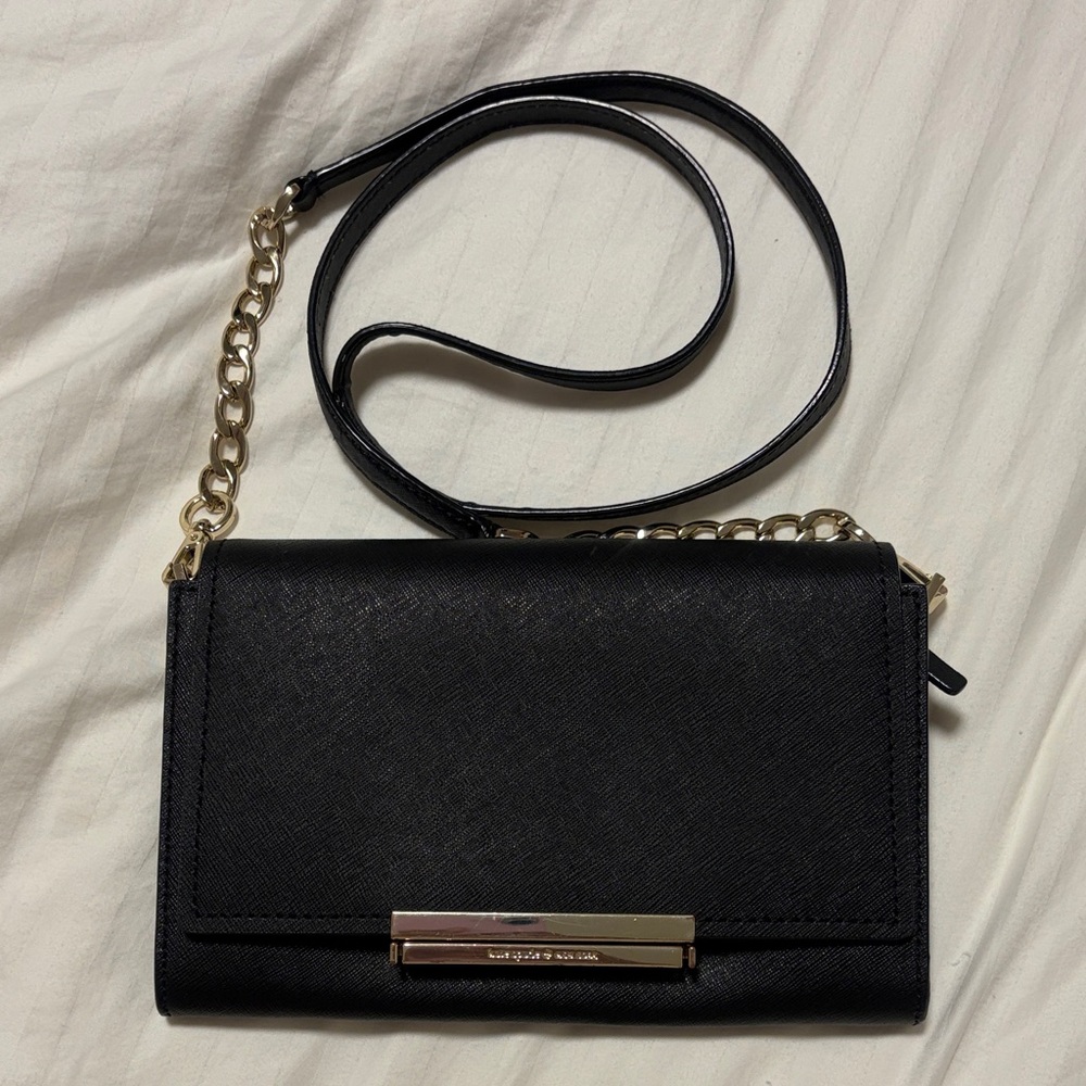 Kate Spade Women's Black Crossbody Bag with Gold Chain